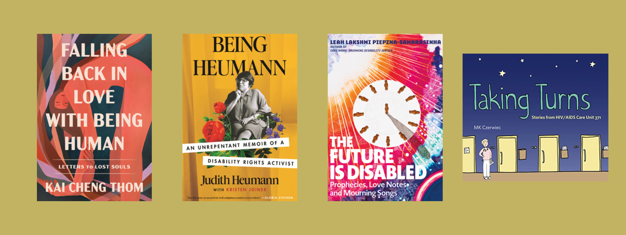 Small cover images of the listed books on a green background.