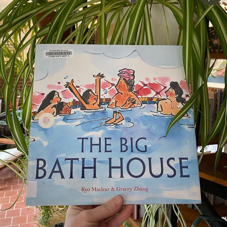 I’m holding up this book in front of a spider plant.